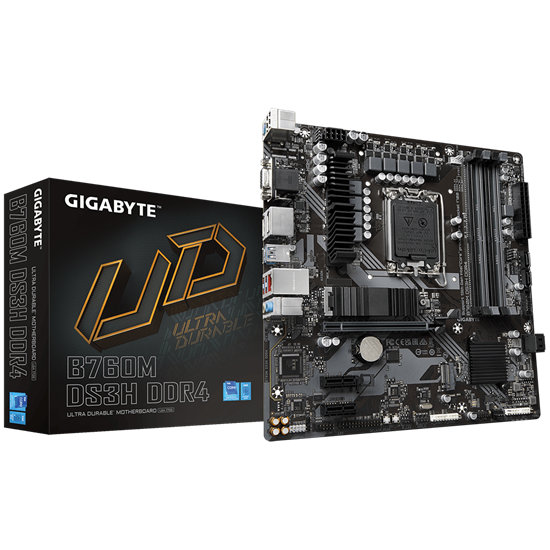 Pllakë Amë Gigabyte B760M DS3H / LGA1700 / B760 / DDR5 / mATX / 2×DP / HDMI / VGA / 2.5GbE LAN