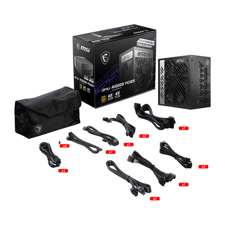 Furnizues Energjie PSU 1000W MSI MPG A1000G PCIE5 80 + Gold - 5