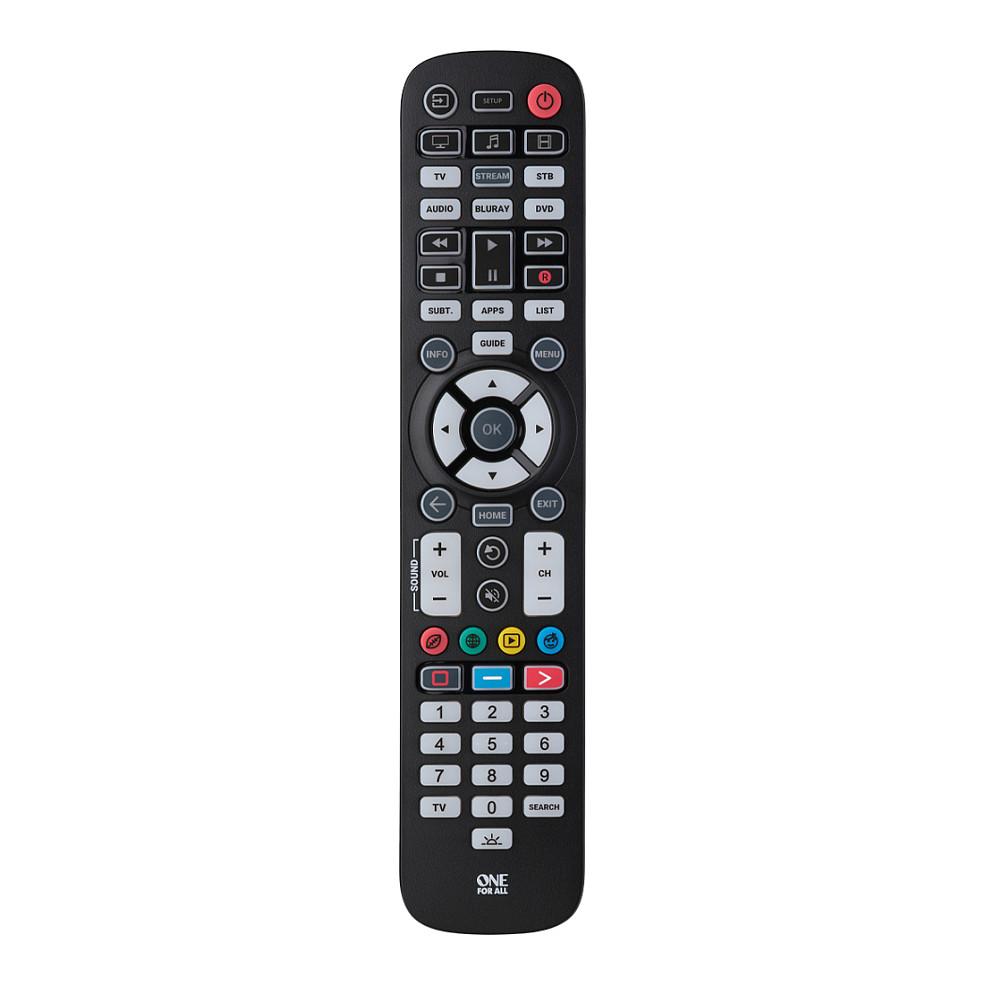 Telekomandë Universale One For All Essential 6 URC3661, 6 Pajisje, Taste me Ndriçim - Zezë - 1