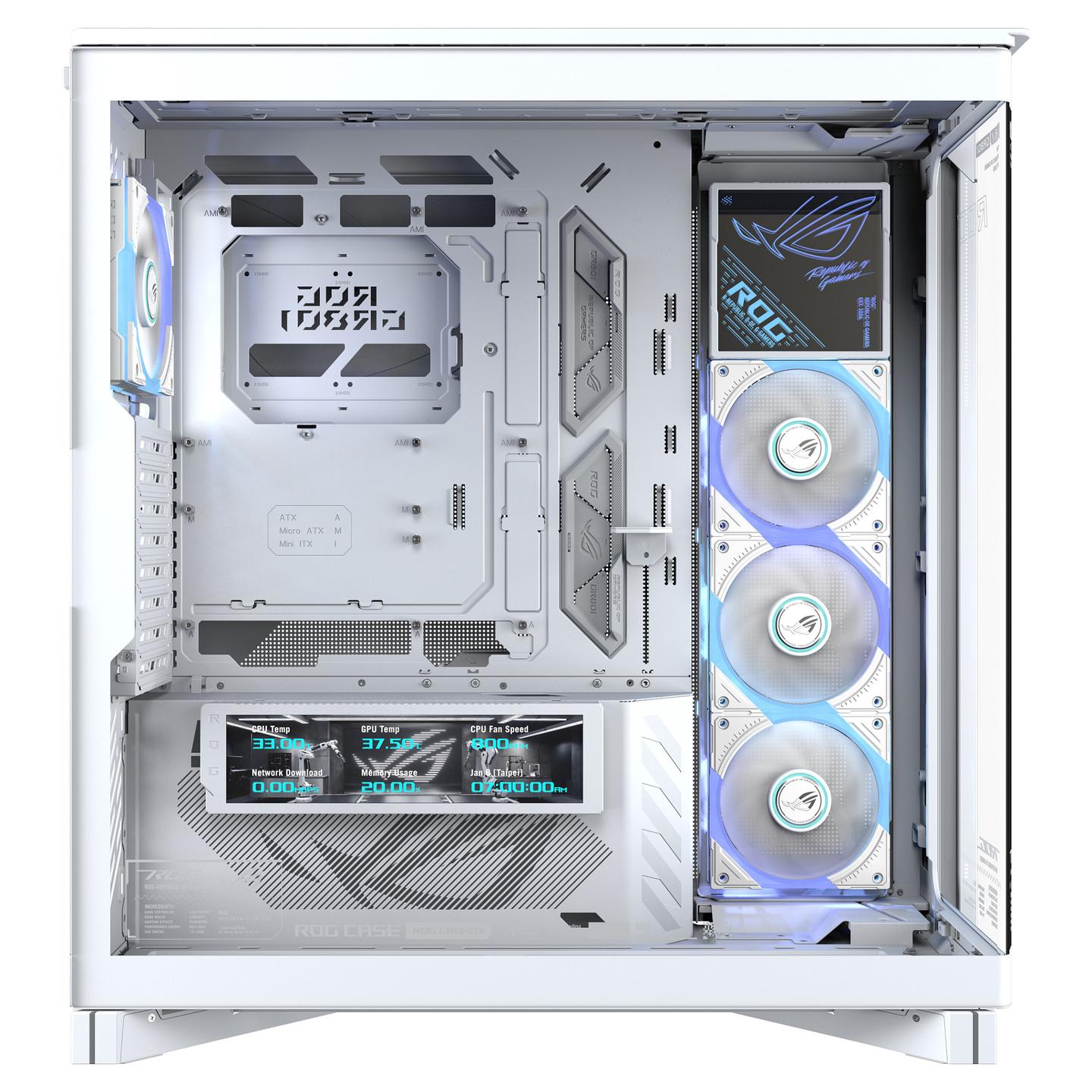 Kasë ASUS ROG CRONOX GR801, Curved Tempered Glass, ARGB - Bardhë - 8