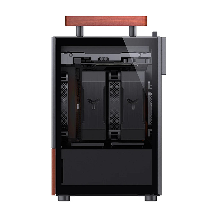 Kasë PC JONSBO T6 / Mini Tower / Mini-ITX / Tempered Glass / Wood - Zezë - 2