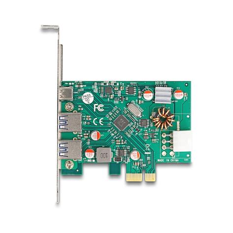 Kartë Zgjerimi PCI Express Delock 90229 / PCIe 2.0 x1 / 1x USB Type-C 5Gbps + 2x USB Type-A 5Gbps / Power Delivery 30W / VIA VL805 / Low Profile - 3
