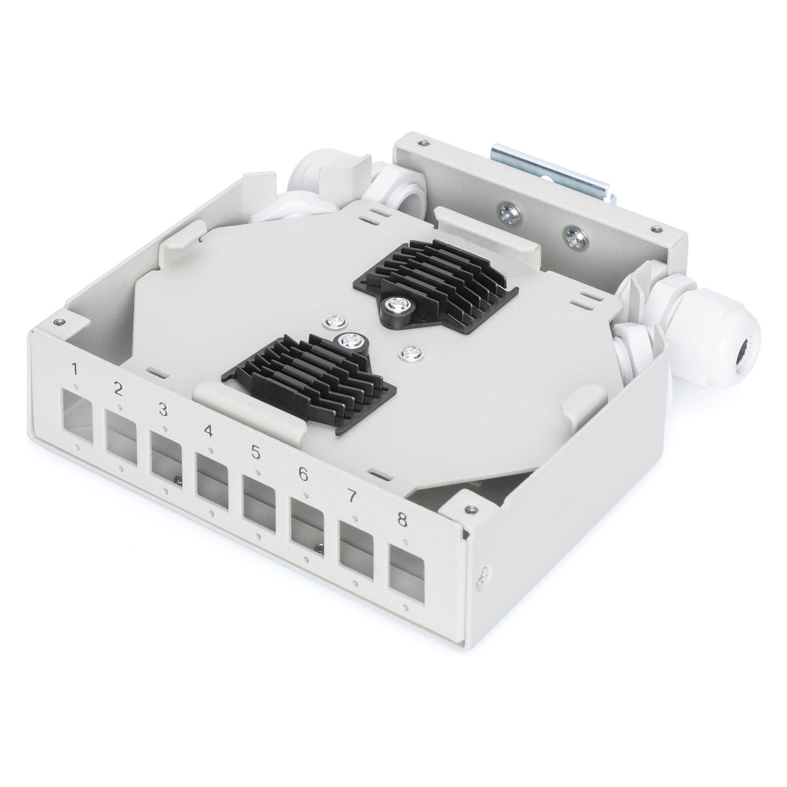 Kuti për Fiber Optike DIGITUS DN-96891 / 8x LC Duplex / Montim DIN / 125 × 130 × 35 mm - Gri - 2