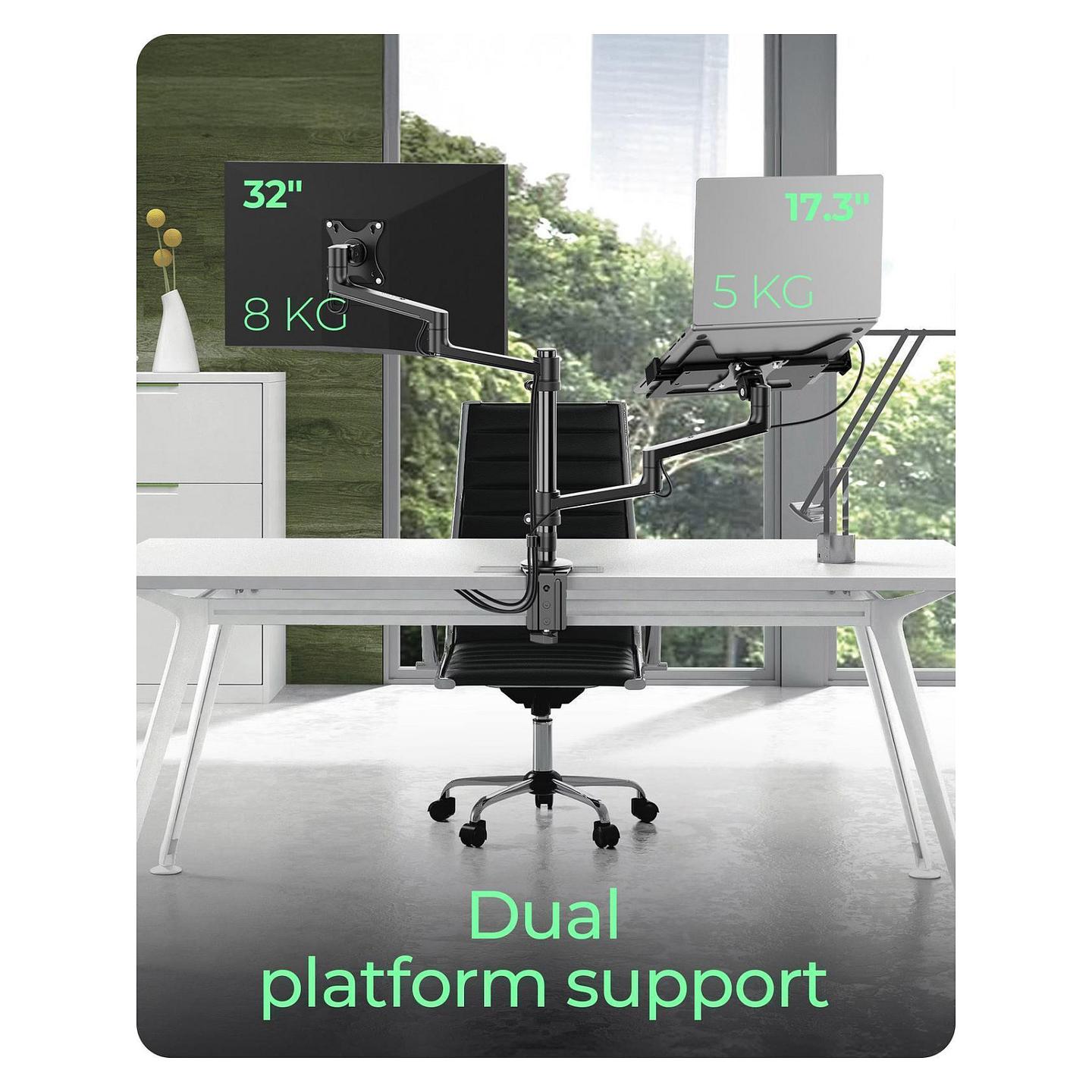 Mbajtëse për Monitor ICY BOX IB-MS622-T , 1 Monitor , 17–32" , deri 8kg , Mbajtëse për Laptop , VESA 75x75 & 100x100 - Zezë - 2