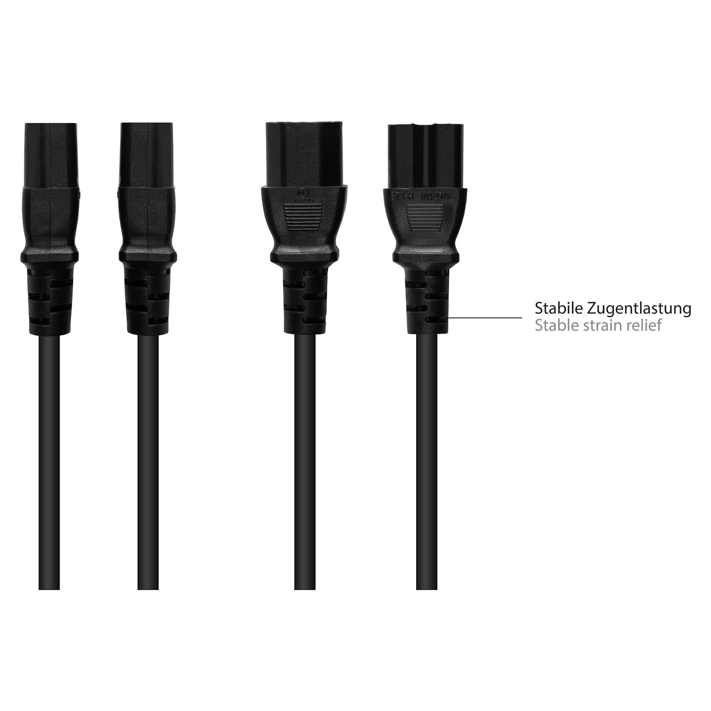 Kabllo për Furnizim me Energji ALCASA P1450-S050 / IEC C14-C15 / H05V2V2-F / 3x1.00 mm² / 250 V / 10 A / 5m - Zezë - 4