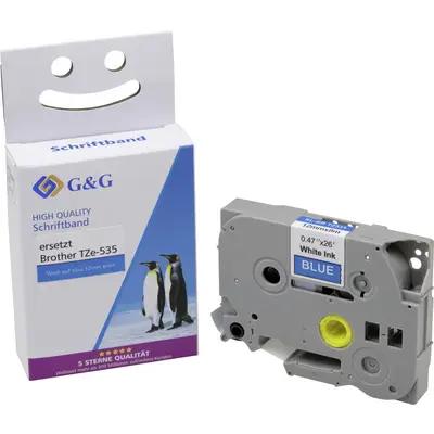 Shirit për Printer G&G / Kompatibil me Brother TZe-535 / I Laminuar / 12 mm × 8 m /Blu