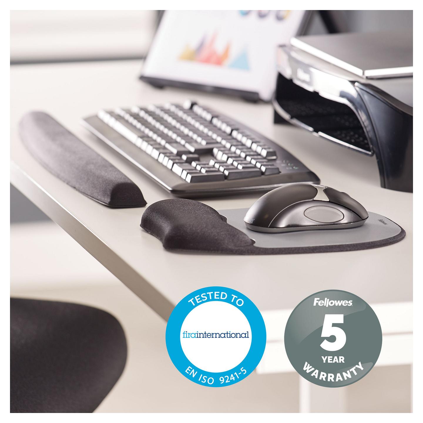 Mauspad Fellowes Memory Foam / 9175801 / Mbështetje për Kyçin e Dorës / Memory Foam / Bazë kundër rrëshqitjes – Zezë/Gri - 4