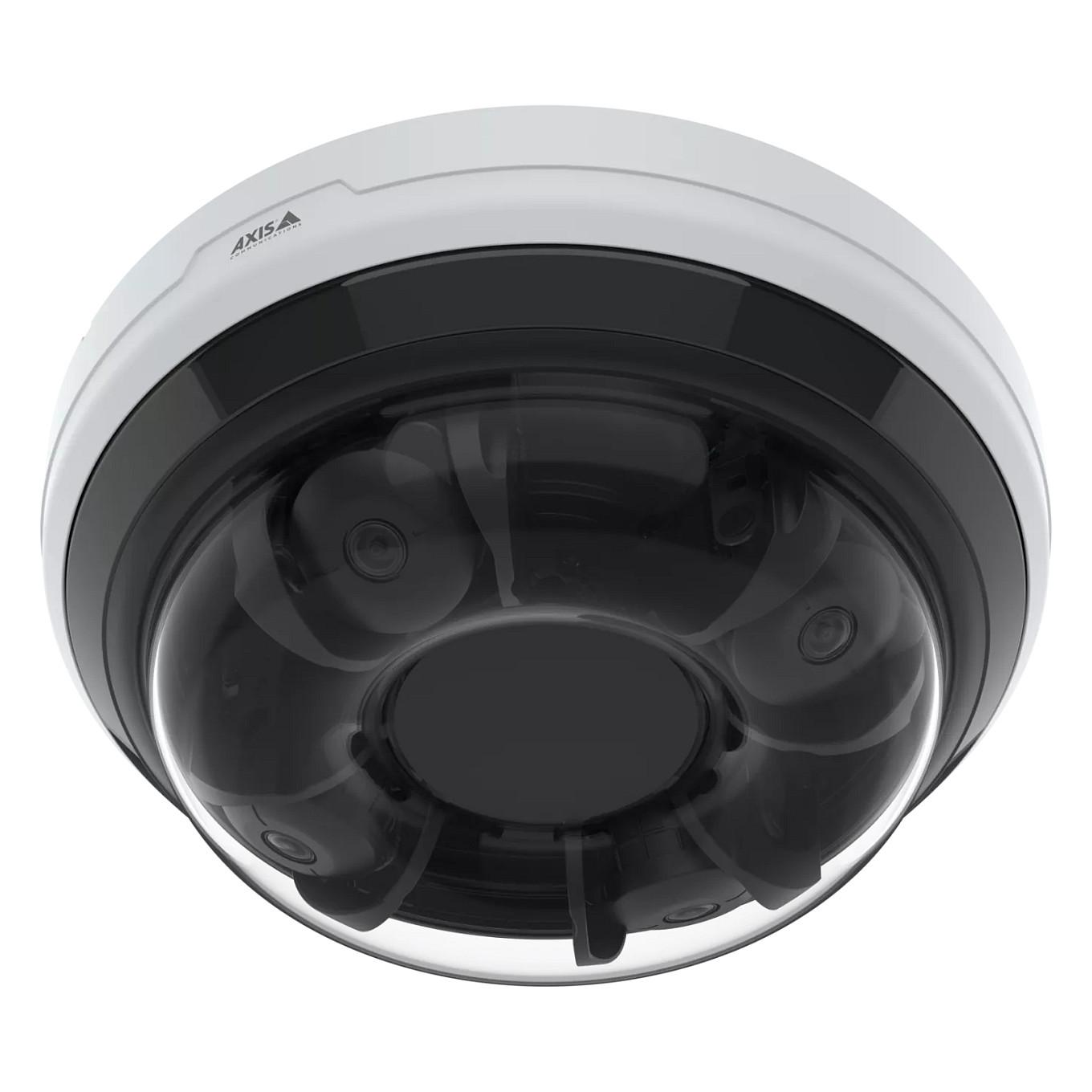 Kamerë Sigurie IP CCTV Axis P3747-PLVE, 4 × 5MP, 3.18–7.42 mm, 2.3x, 360°, IR, PoE, IP66, IK10 - Zezë/Bardhë