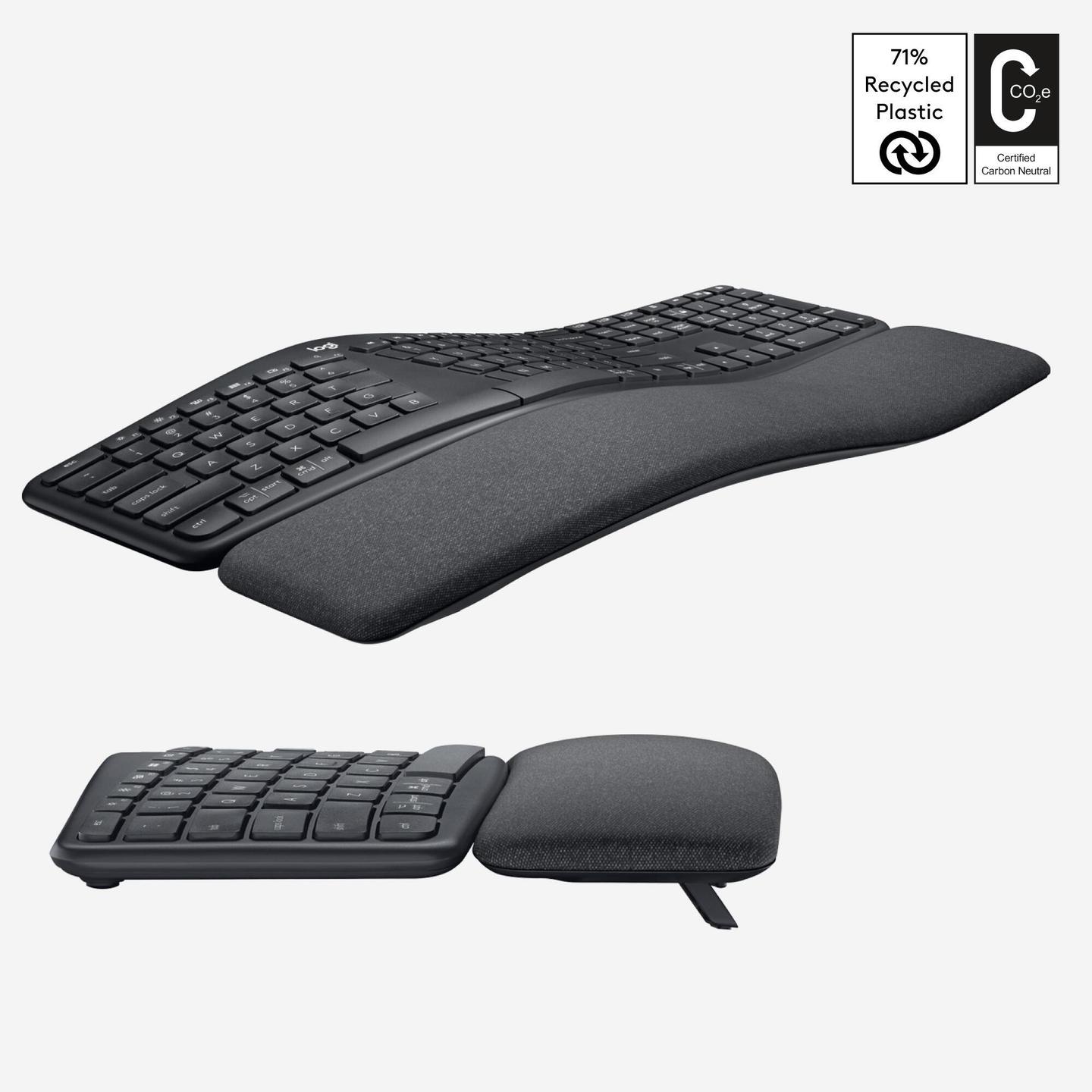 Tastierë Pa kabllo Logitech ERGO K860 / 920-01010 / QWERTY US International / Bluetooth / USB Receiver / Ergonomike – Grafit - 2