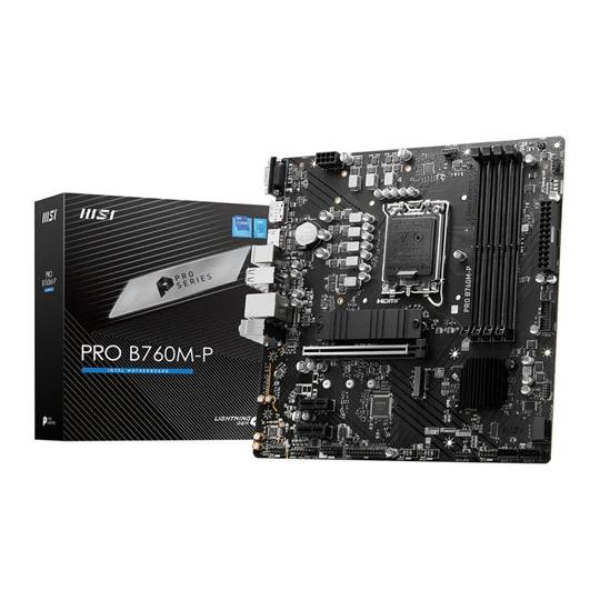 Pllakë Amë MSI PRO B760M-P, Intel B760, LGA1700, DDR5, Micro-ATX, 2x M.2, PCIe 4.0, HDMI, DisplayPort, VGA, Gigabit LAN – Zezë