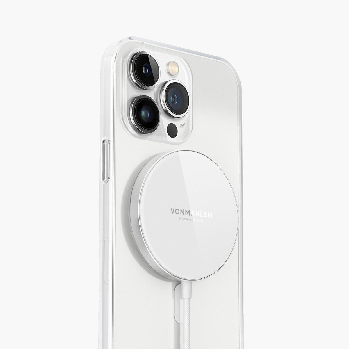 Karikues Wireless Vonmählen Aura Mini, Magnetik, 15W, MagSafe, Qi, USB-C, Kabllo 1.5m - Bardhë - 3