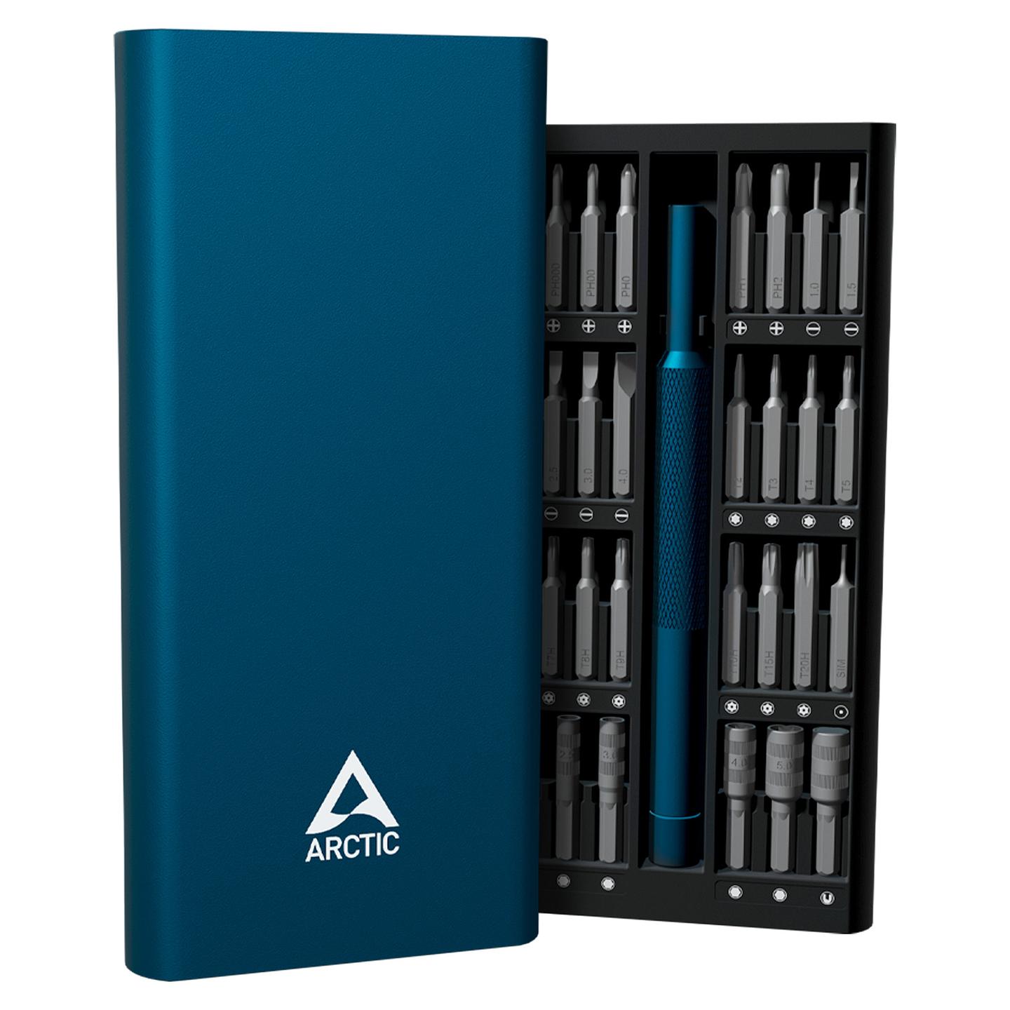 Set Kaçavidash Precize ARCTIC AETLS00001A, 63 Pjesë, Maja Magnetike, Kuti Alumini - Blu