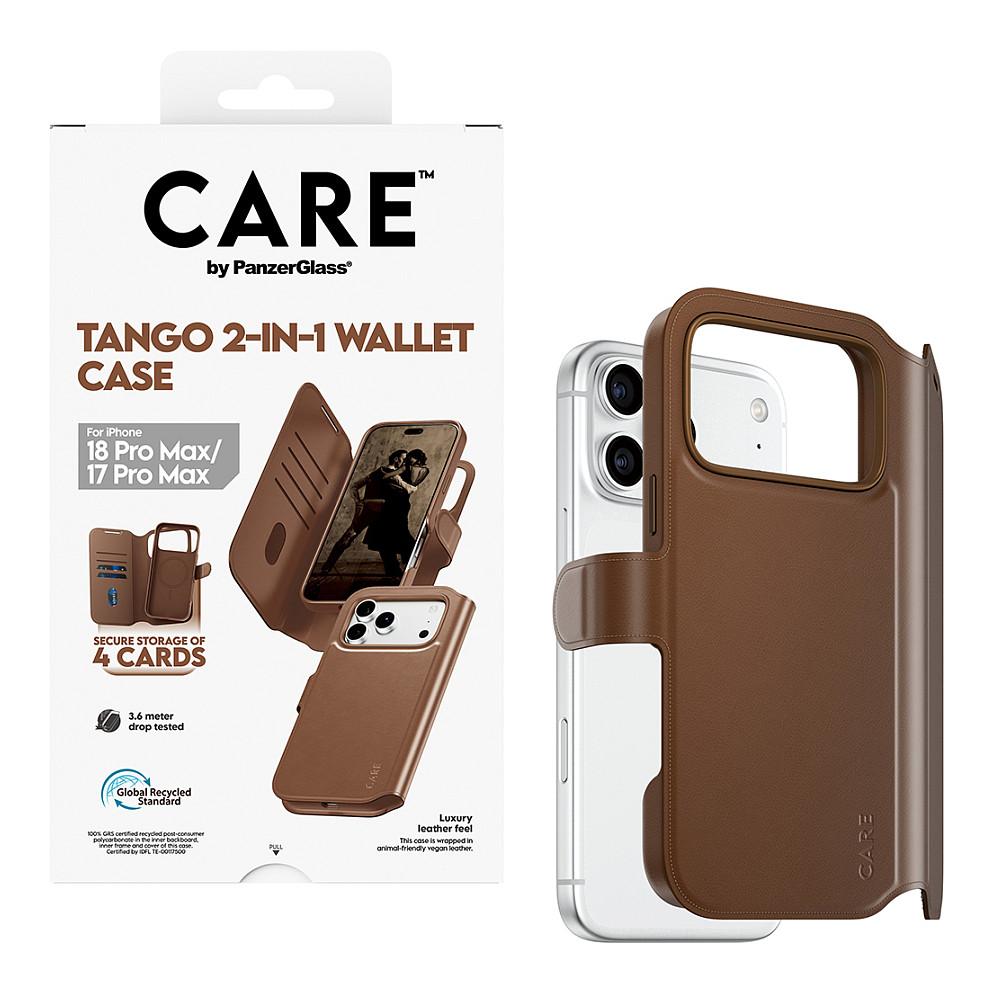 Aksesorë për telefon PanzerGlass CARE Tango 2-in-1 Wallet / iPhone 17 Pro Max / iPhone 18 Pro Max / MagSafe / Deri 4 Karta / RFID / Mbrojtje 2.4m - Kafe - 5