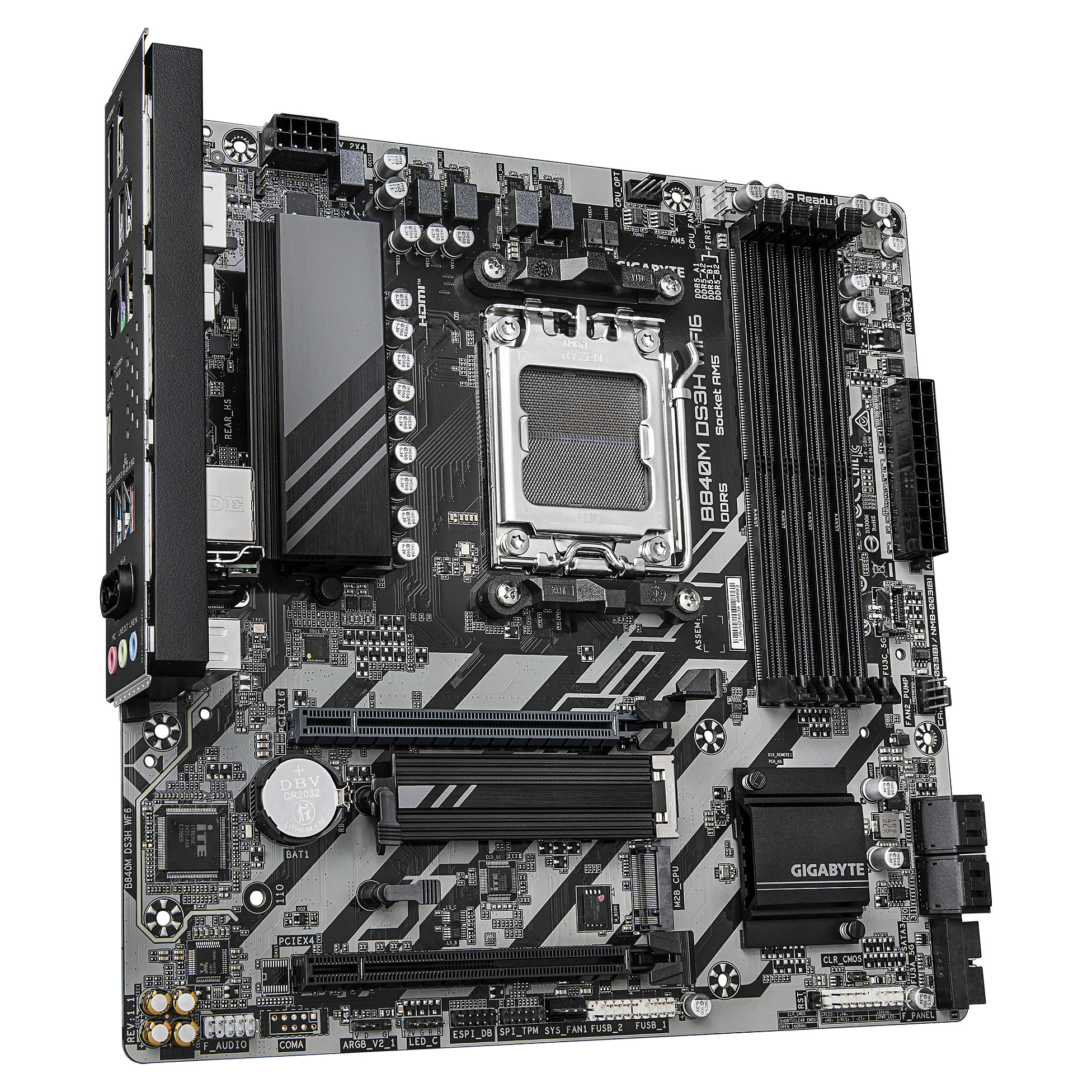 Pllakë Amë AMD AM5 Gigabyte B840M DS3H WiFi6 / mATX / DDR5 / HDMI+DP - 3