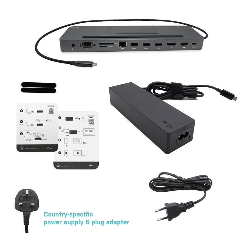 Docking Station i-tec C31FLATPRO100, USB-C, 3x Monitor, PD 85W, HDMI, DisplayPort, VGA, USB, LAN - Hiri - 9