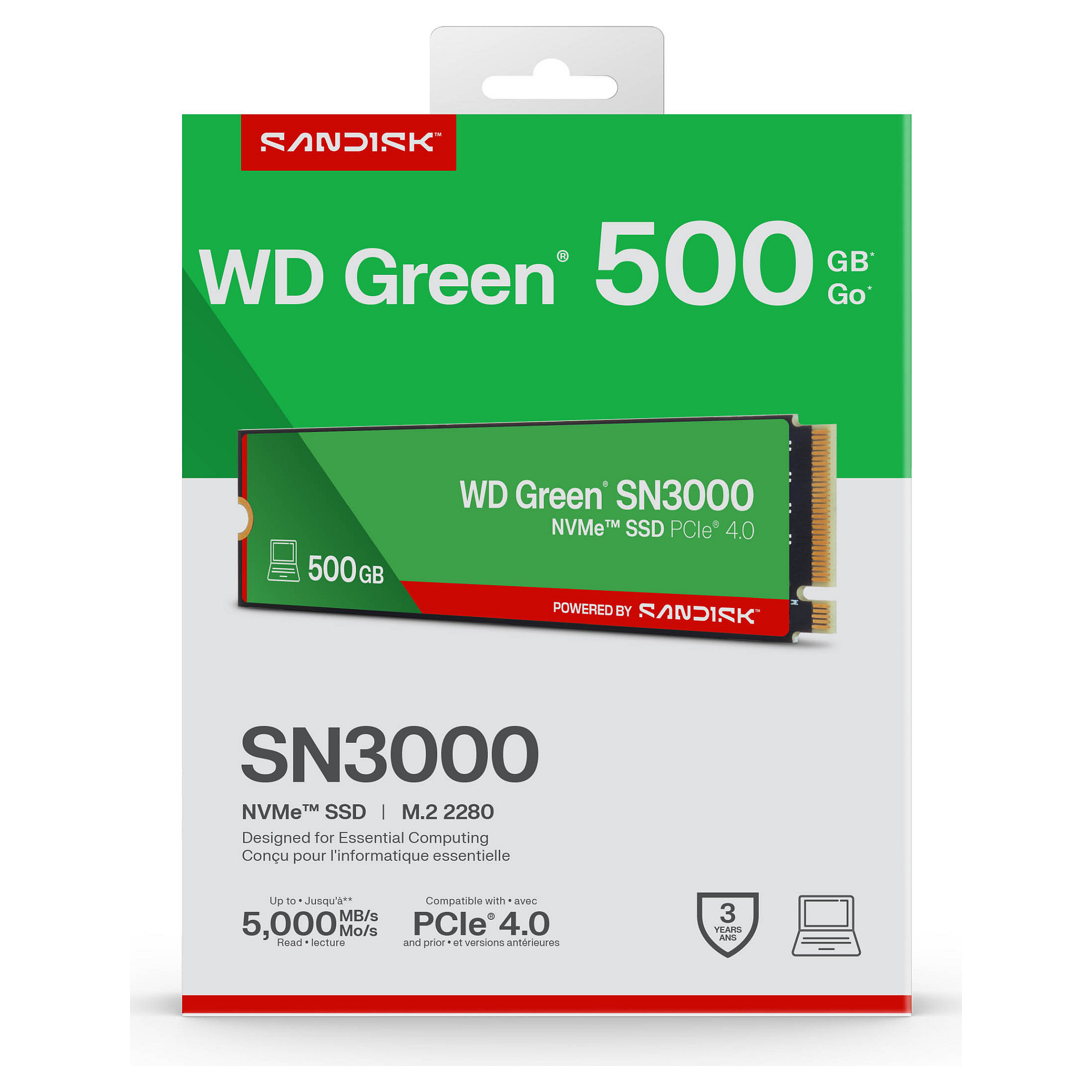 SSD e brendshme M.2 WD Green SN3000 NVMe SSD 500GB 2280 - 4