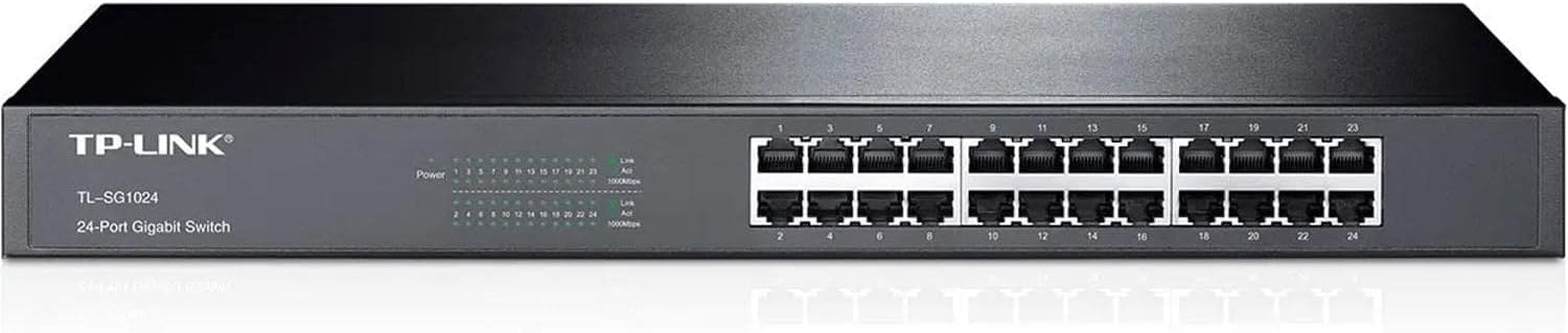 Switch TP-Link / 24-port / Unmanaged / Gigabit Ethernet 10/100/1000 Mbps / 24xRJ-45 / Full/half duplex / Plug and Play / Desktop/Rackmount / I zi