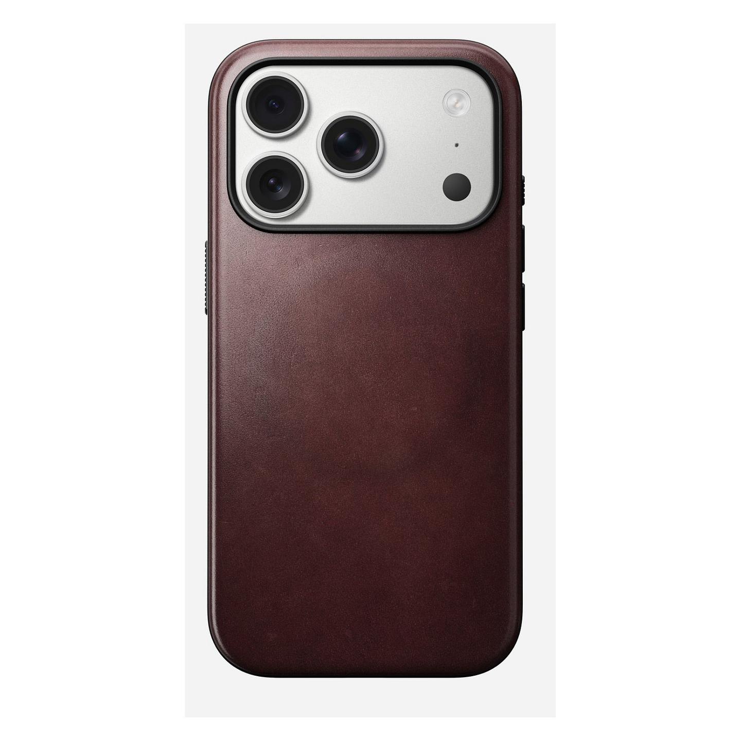 Case për Telefon Nomad Modern Leather Case, iPhone 17 Pro, Lëkurë Horween, MagSafe, Mbrojtje deri 2.4m - Bordo - 3