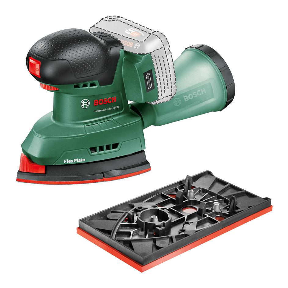 Lëmues Universal me Bateri Bosch UniversalSander 18V-10, 18V, 12000–22000opm, 183x93mm - Gjelbër/Zezë
