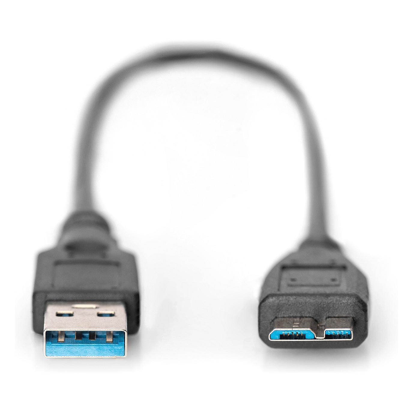 Kabllo USB DIGITUS AK-300117-003-S, USB 3.0, USB-A në Micro-USB B, 0.25 m - Zezë - 2