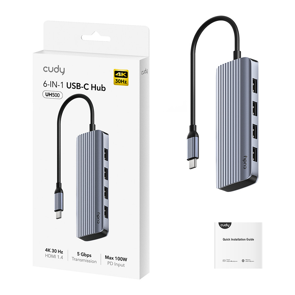 Hub Cudy 6-IN-1 USB-C with 4K HDMI - 4