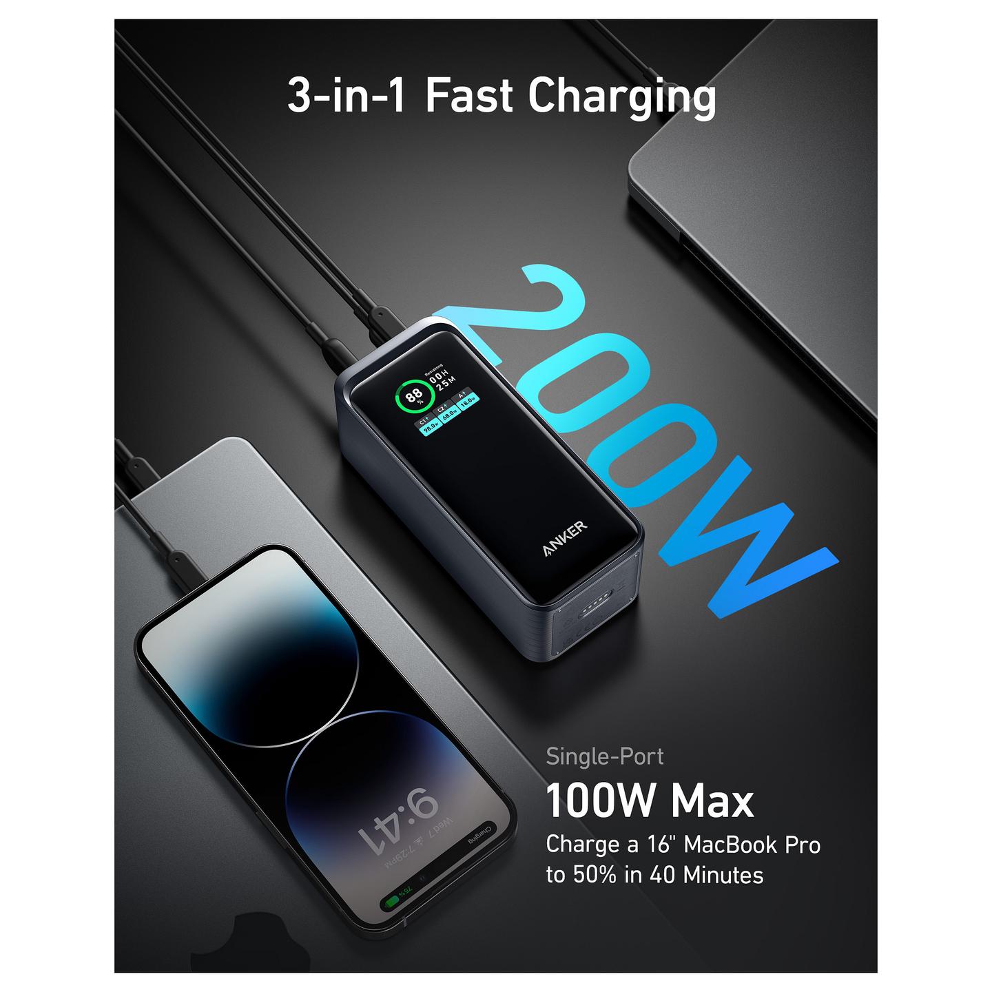 Powerbank Anker Prime A1336 / 20000mAh / 200W / 2x USB-C / USB-A - Zezë/Argjend - 18