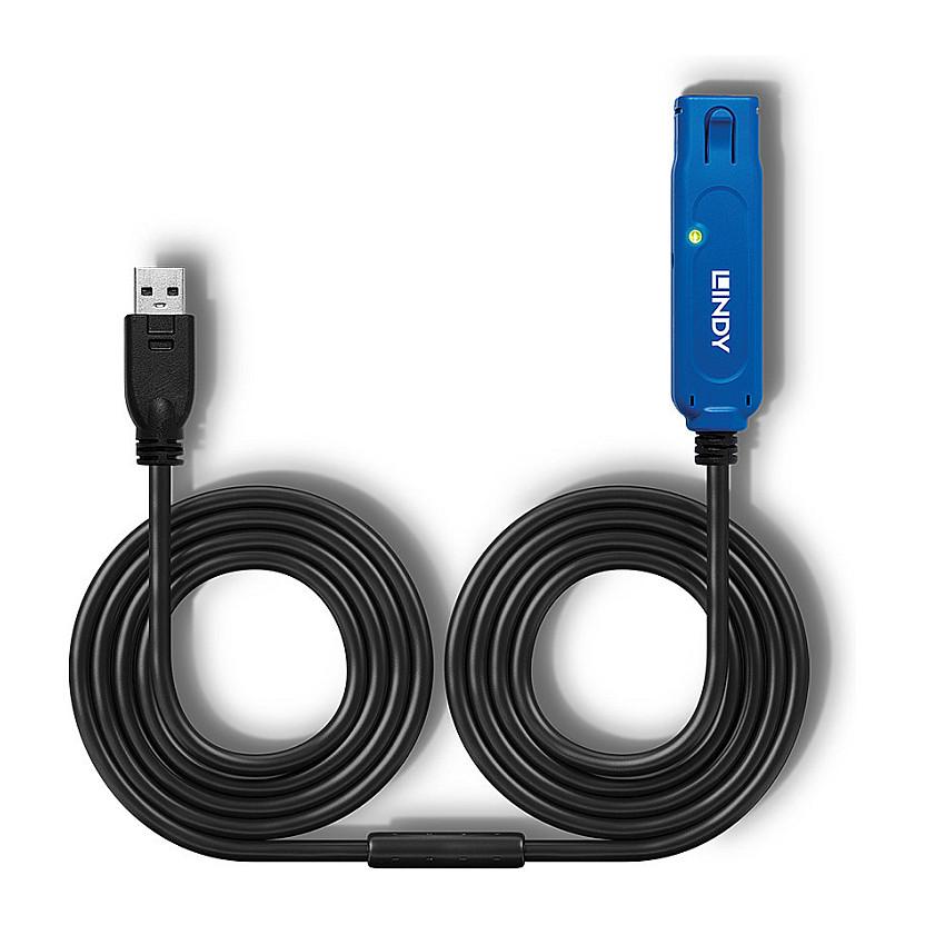 Kabllo USB LINDY 43158, USB 3.0, USB-A Mashkull në USB-A Femër, 5Gbps, 8m, Zgjatuese Aktive - Zezë - 8