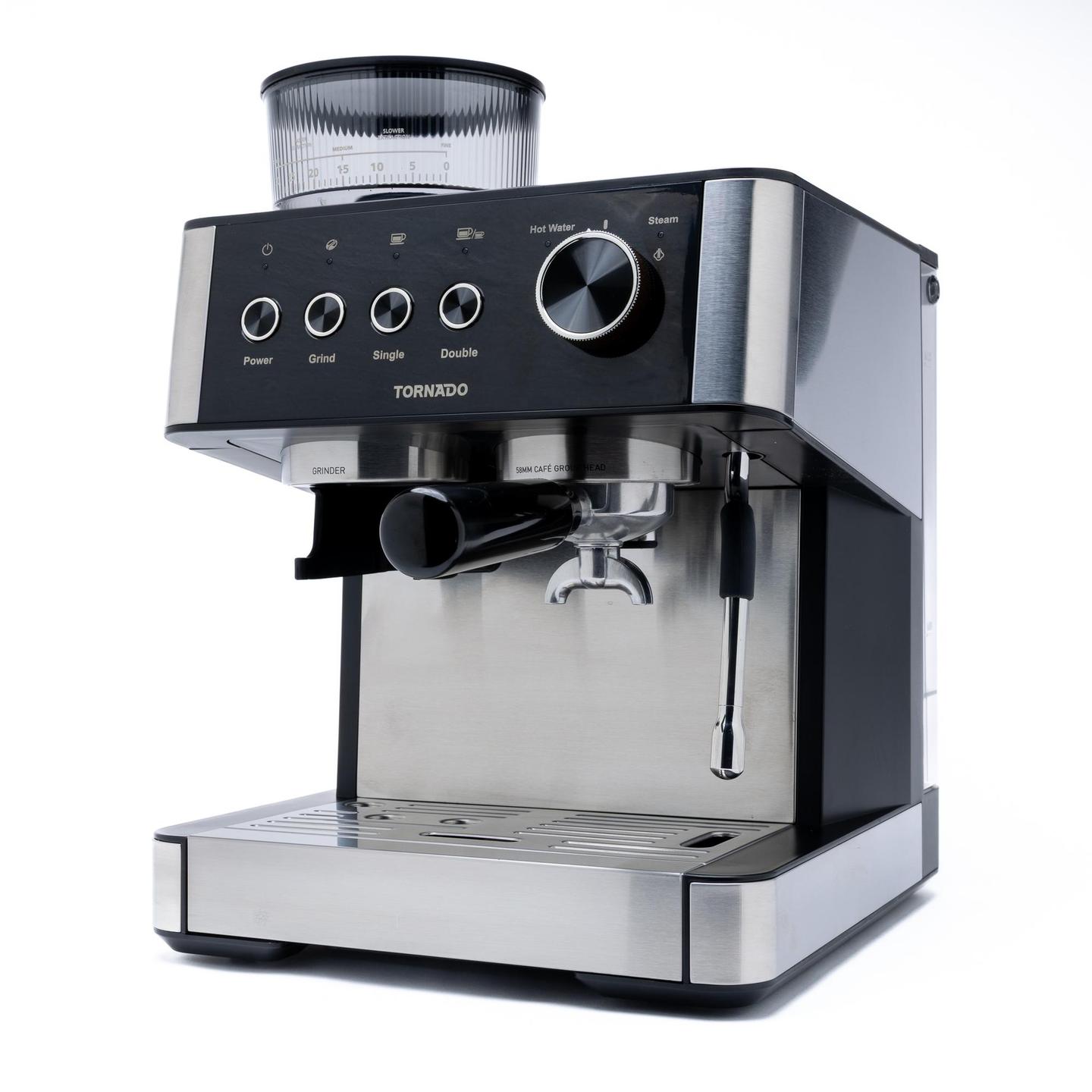 Aparat për kafe Tornado TCM5431-GS / Portafilter / 20 Bar / 2.3L – Zezë/Argjend - 2