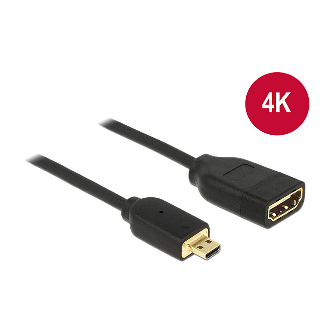 DELOCK Kabel HDMI Micro D Stecker > HDMI A Buchse High Speed with Ethernet 3D 4K 20cm Premium Slim - 2