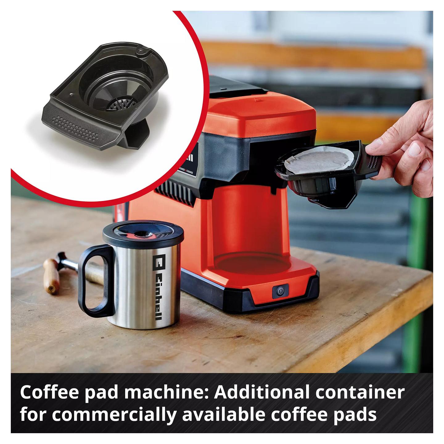 Aparat për kafe me Bateri Einhell TE-CF 18 Li-Solo, 18V, 240ml, 80°C - Zezë - 16