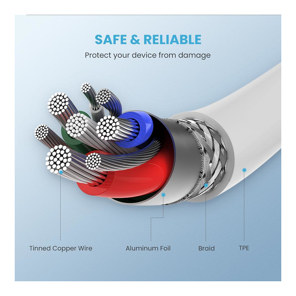 Kabllo USB UGREEN Lightning → Type‑C / 1 m – Bardhë - 2