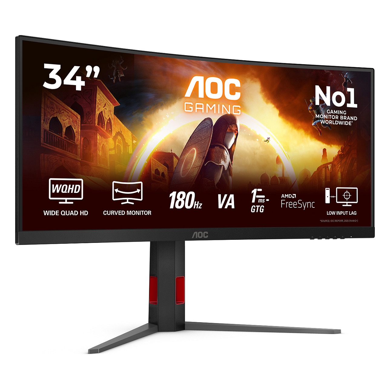 Monitor Gaming AOC G4 CU34G4 / 34" / UWQHD Fast VA Curved / 180Hz / 1ms / HDMI+DisplayPort - Zezë/Kuqe - 18