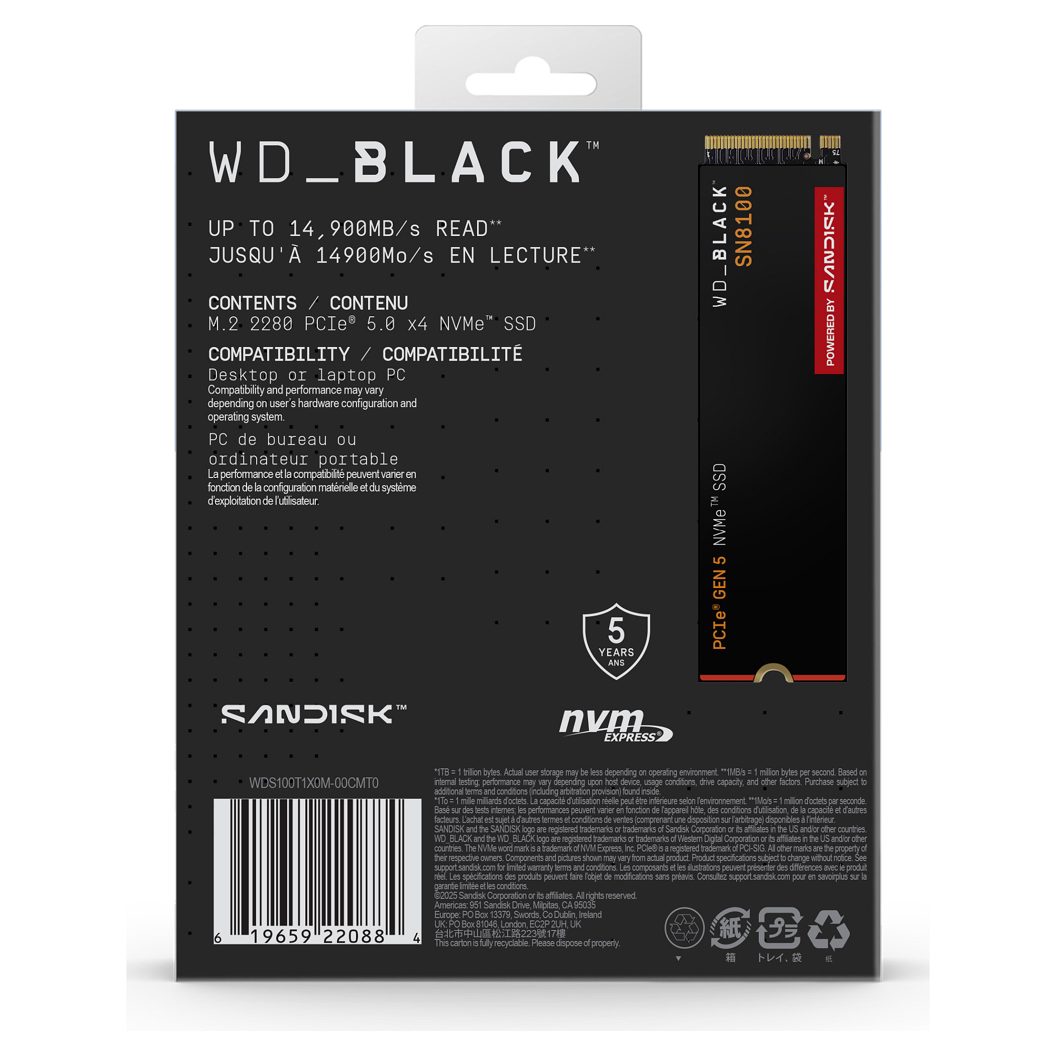 SSD të Brendshme 1TB M.2 WD Black SN8100 NVMe PCIe 4.0 x 4 - 9