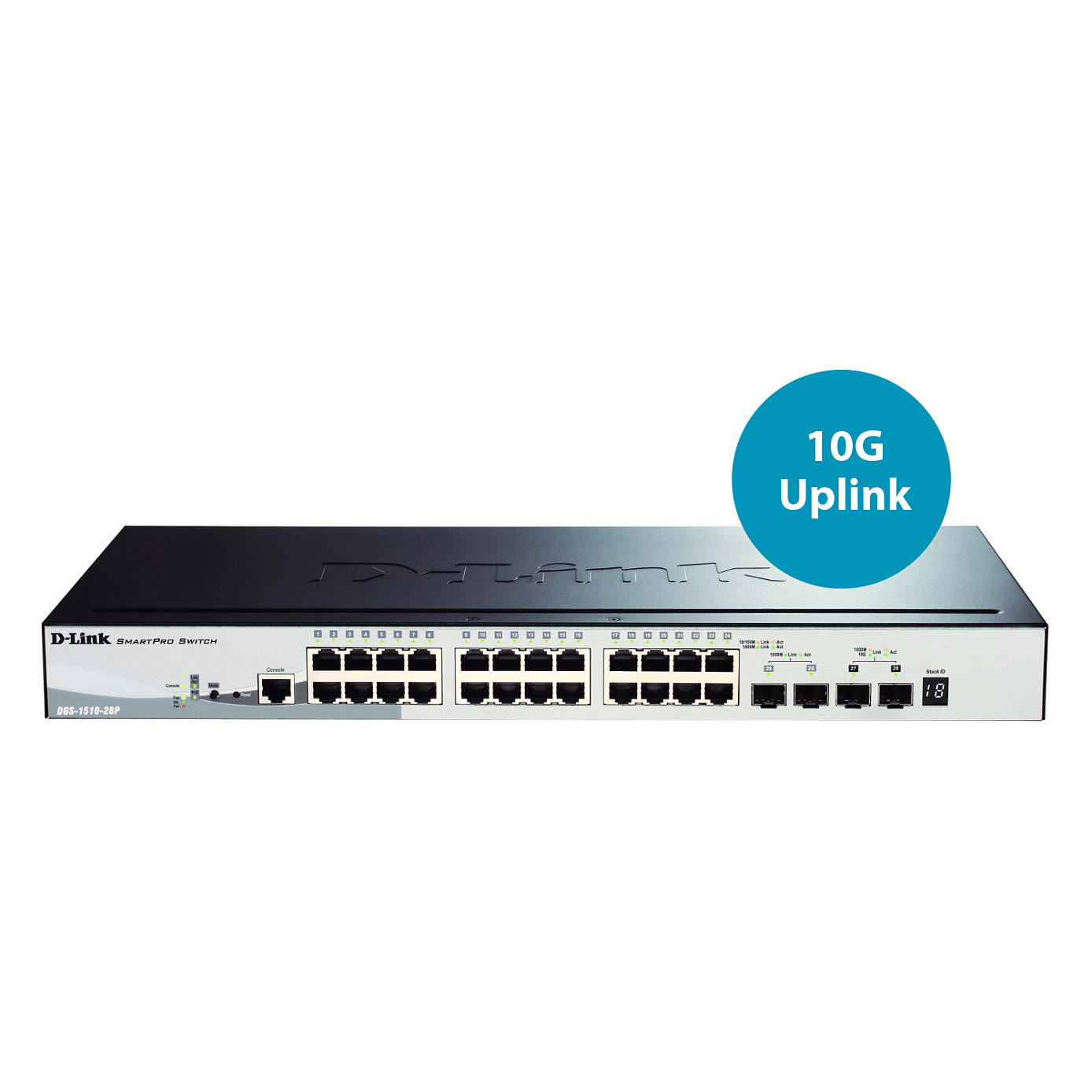D-Link DGS-1510-28P/E 24-Port Gigabit Smart Managed PoE+ Switch | 24x PoE | 193W PoE Budget | 2x SFP + 2x 10G SFP+ | Layer 3 | Rackmount 24+4 Port - 3