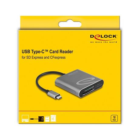Lexues Kartelash DeLOCK 91000 / SD Express / SD / SDHC / SDXC / UHS-I / UHS-II / CFexpress 2.0 Type B / USB 3.2 Gen 2 / USB-C / 10 Gbit/s - Gri - 2