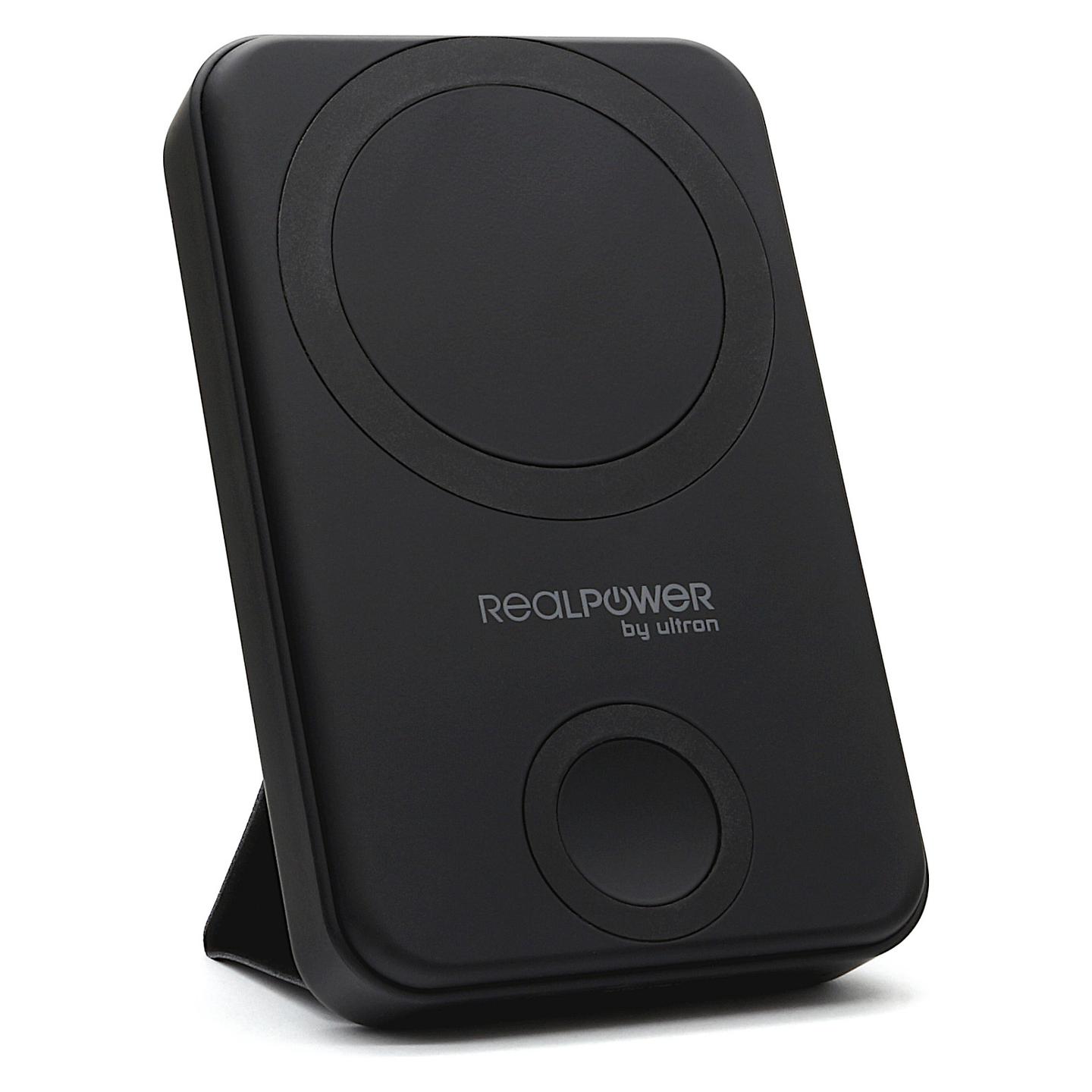 Powerbank RealPower PB-10000 Mag+Watch / 10000mAh / USB-C / MagSafe / Karikim Wireless për Smartwatch - 1