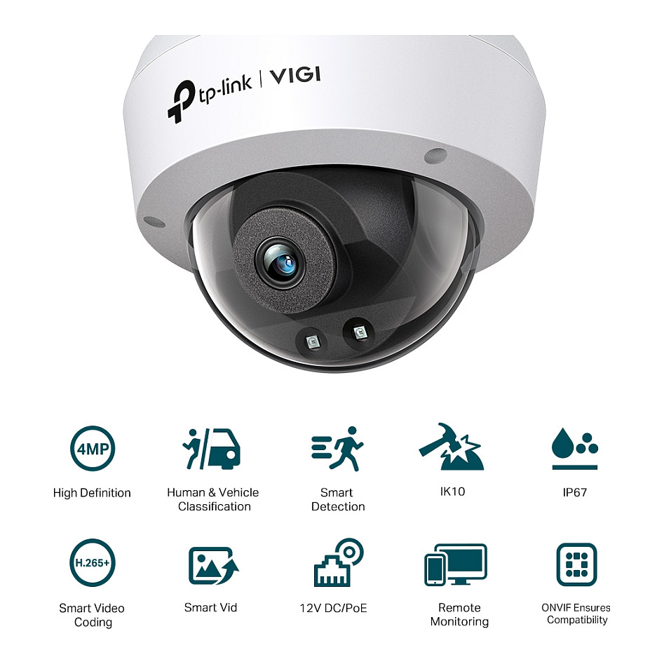 Kamera Sigurie IP CCTV TP-Link Omada IPCam VIGI C240I(2.8mm) 4MP Dome Network - 2