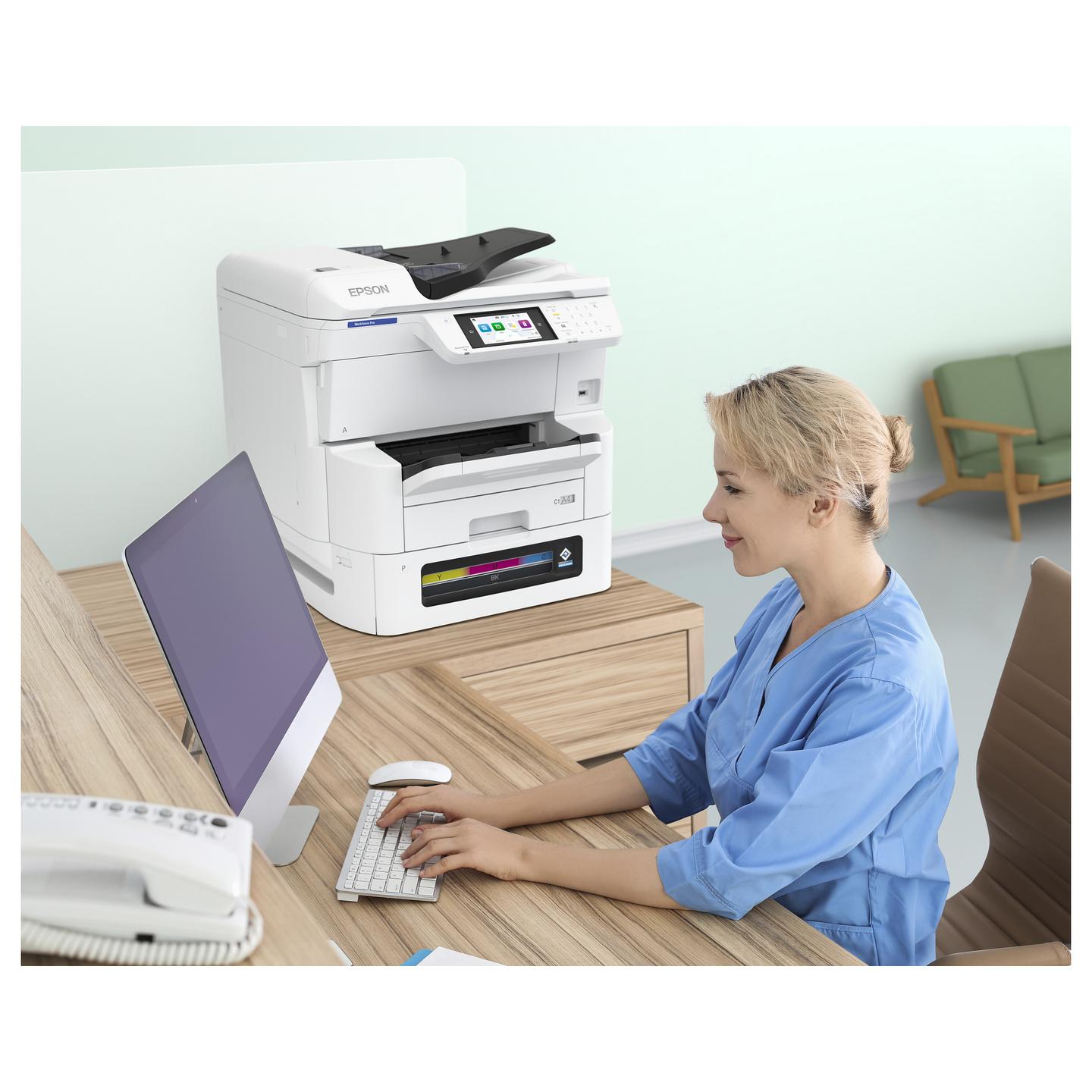 Printer Multifunksional Epson WorkForce Pro EM-C8100RDWF, A3+, Inkjet, Wi-Fi, Printim, Skanim, Kopjim, Faks - Bardhë  - 10
