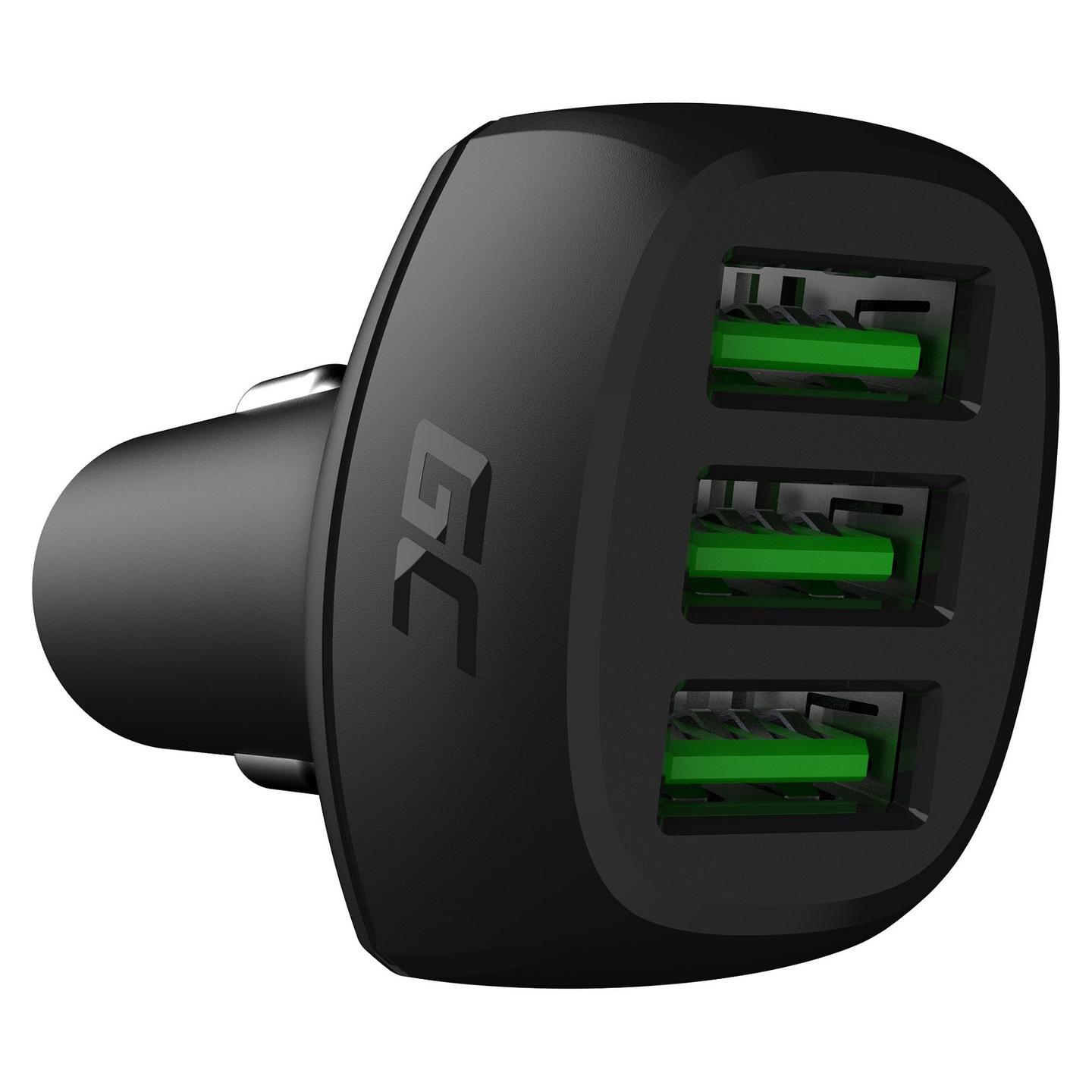 Adapter telefoni për veturë Green Cell CADGC01 / 54W / 3x USB-A / Ultra Charge / 12–24V - Zezë