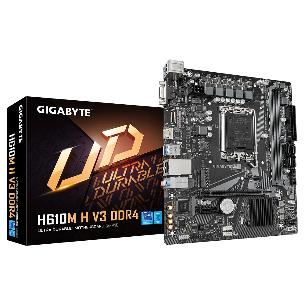 Pllakë amë Gigabyte H610M H / DDR4 / V3 / Supports Intel Core / 14th/ 13th /12th processors / 4+1+1 Hybrid Digital VRM Design / NVMe PCIe 3.0 x4 M.2 / E zezë - 6