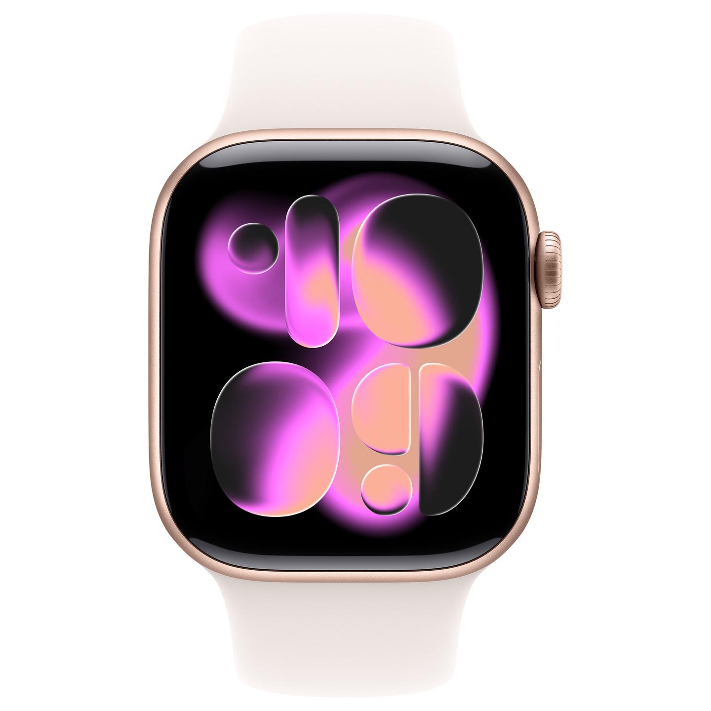 Apple Watch Series 11, 42mm, GPS + Cellular, Rose Gold Aluminium, Light Blush Sport Band - S/M - 2