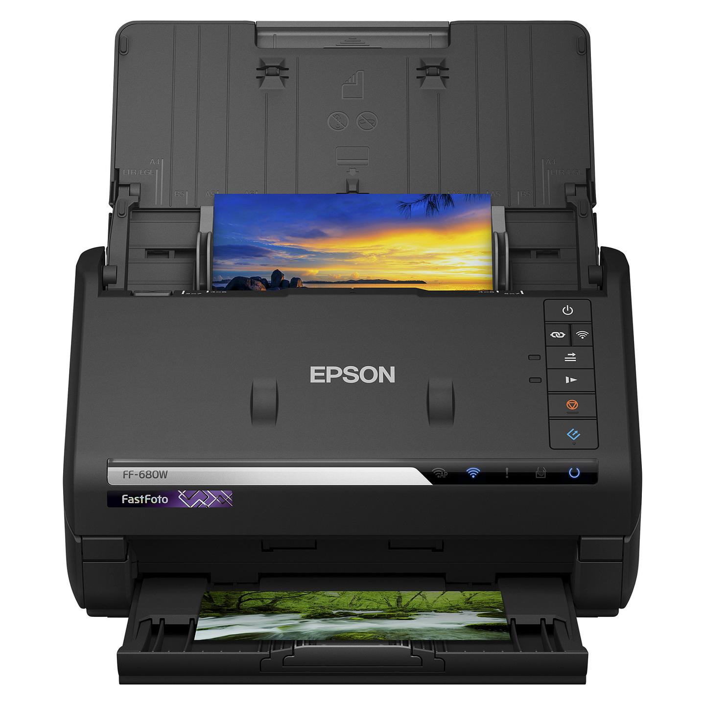 Skaner Epson FastFoto FF-680W / A4 / CIS / 600 × 600 DPI / Duplex / 45 ppm / ADF / Wi-Fi / USB 3.2 - Zezë