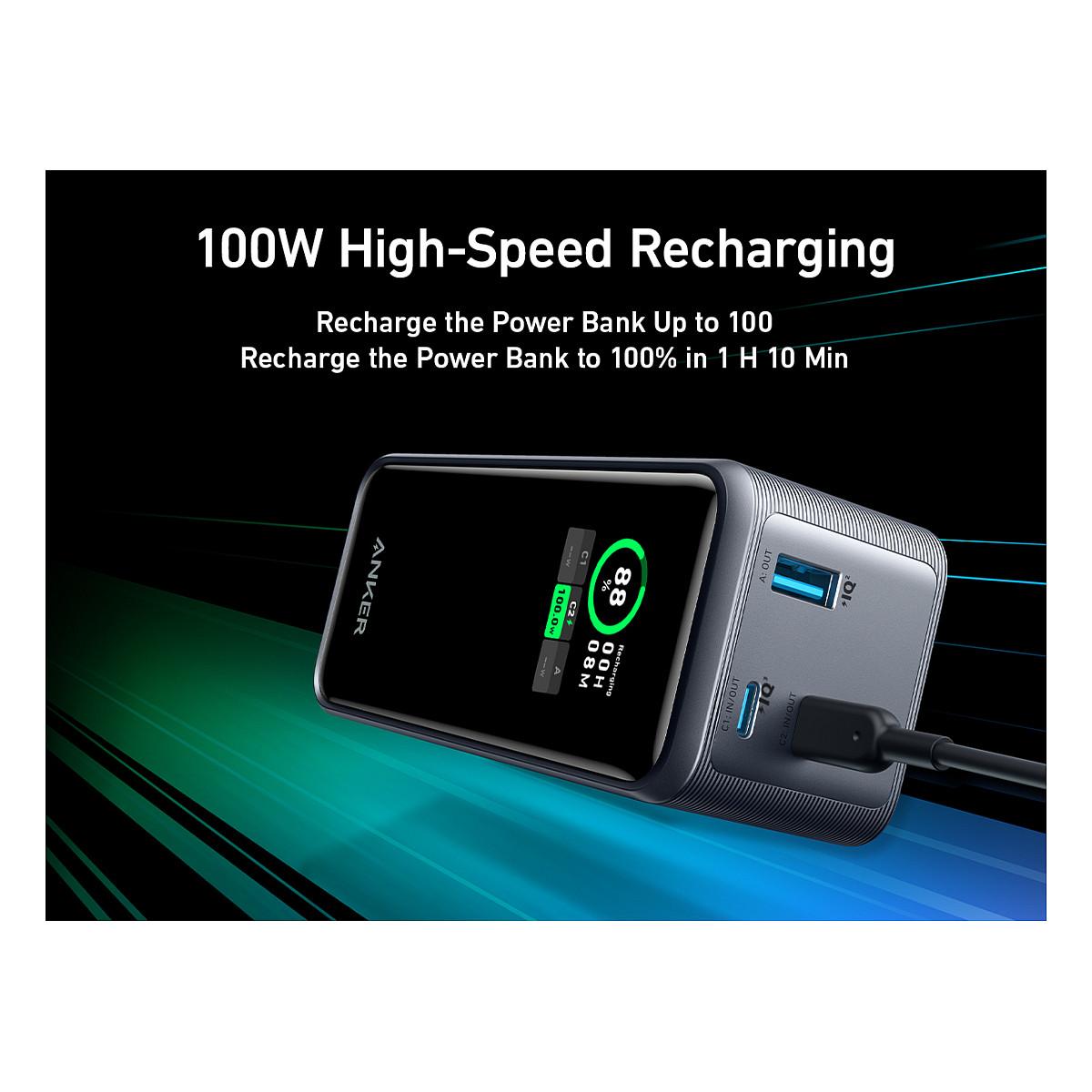 Powerbank Anker Prime A1336 / 20000mAh / 200W / 2x USB-C / USB-A - Zezë/Argjend - 4