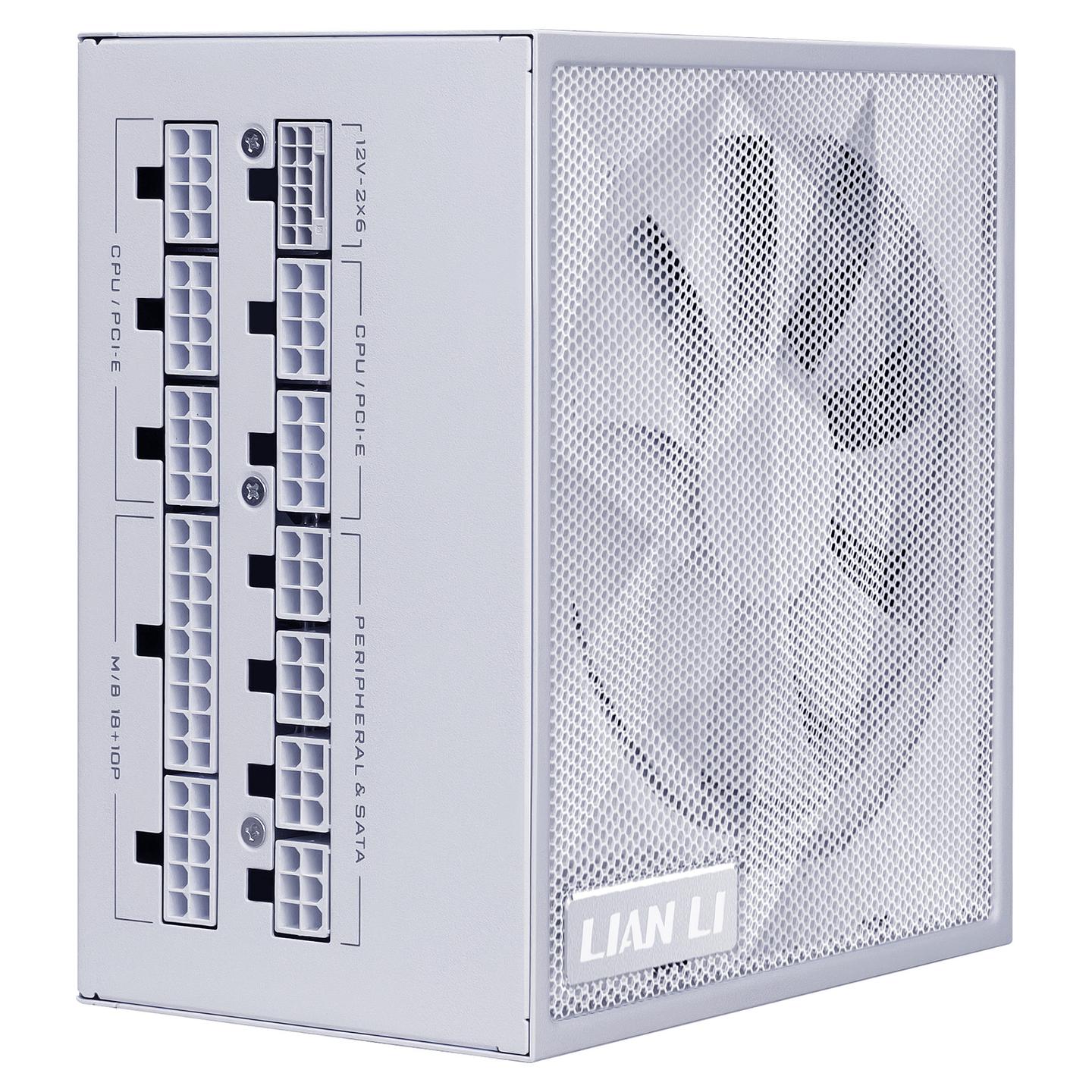 Furnizues Energjie Lian Li SX1200P, 1200W, ATX 3.1, 80 PLUS Platinum, Full Modular, 120mm Fan, PCIe 5.1 – Bardhë
