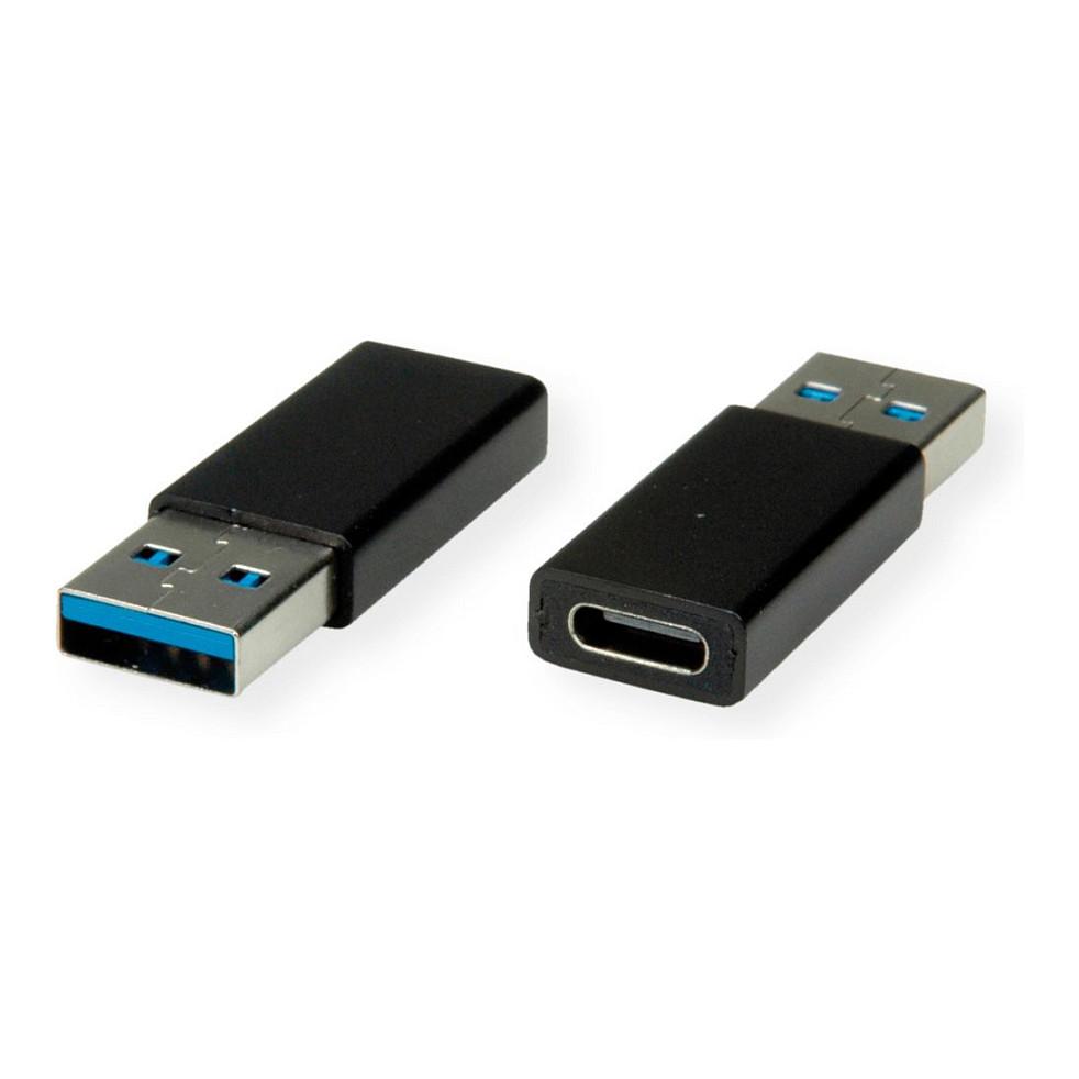 Adapter VALUE 12.99.2998, USB 3.2 Gen 1, USB-A Mashkull në USB-C Femër, 5 Gbps - Zezë