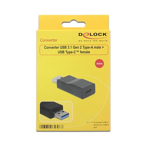 Adapter USB DeLOCK 65696, USB-A Mashkull në USB-C Femër, 10 Gbps – Zezë - 2
