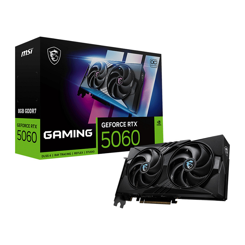 Kartë Grafike NVIDIA GeForce RTX 5060 / 8GB / MSI GAMING OC / GDDR7 / 2 Fan - Zezë