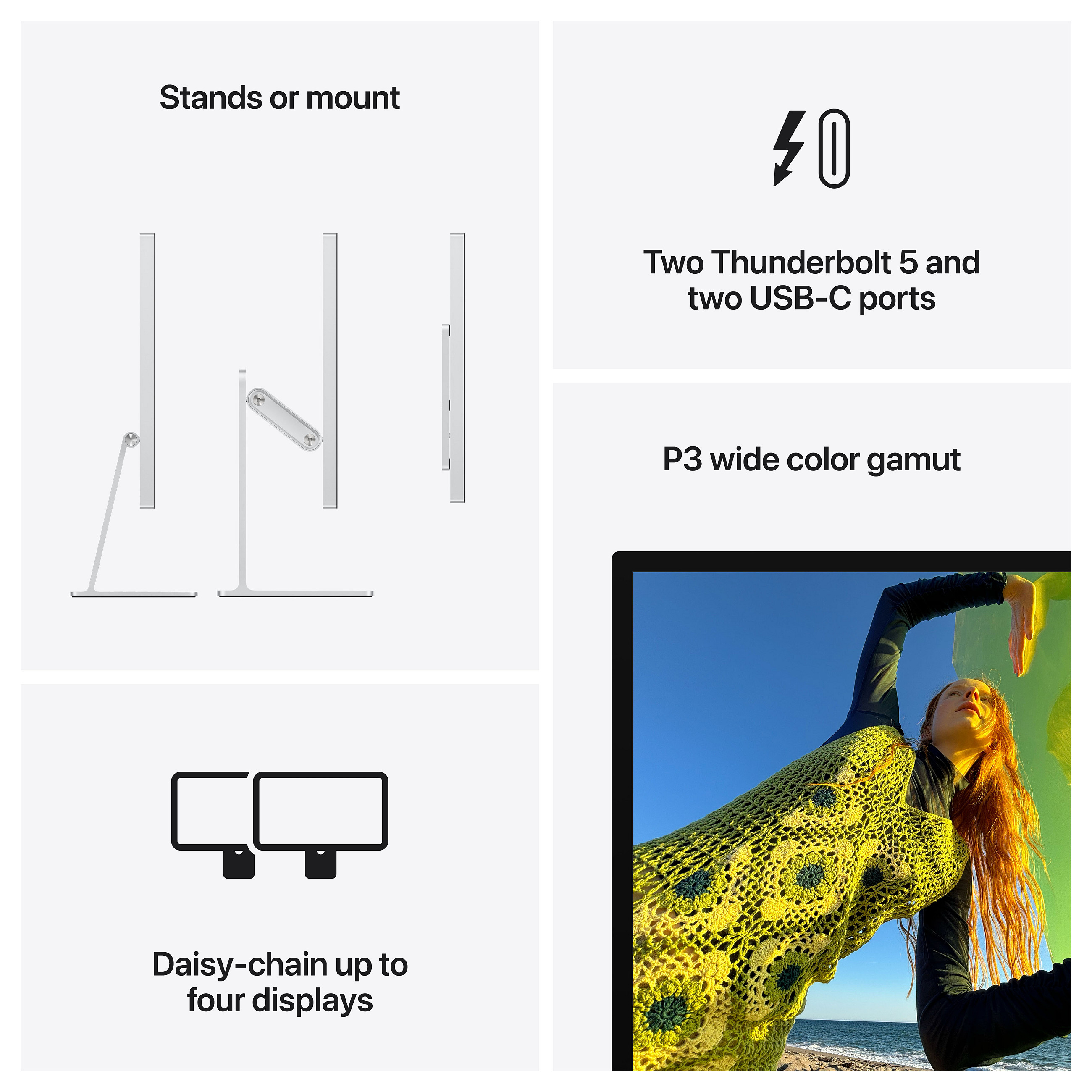 Monitor Apple Studio Display / Nano-texture glass / 27" / 5K Ultra HD LED / 60Hz / Stand i rregullueshëm - Argjend - 8
