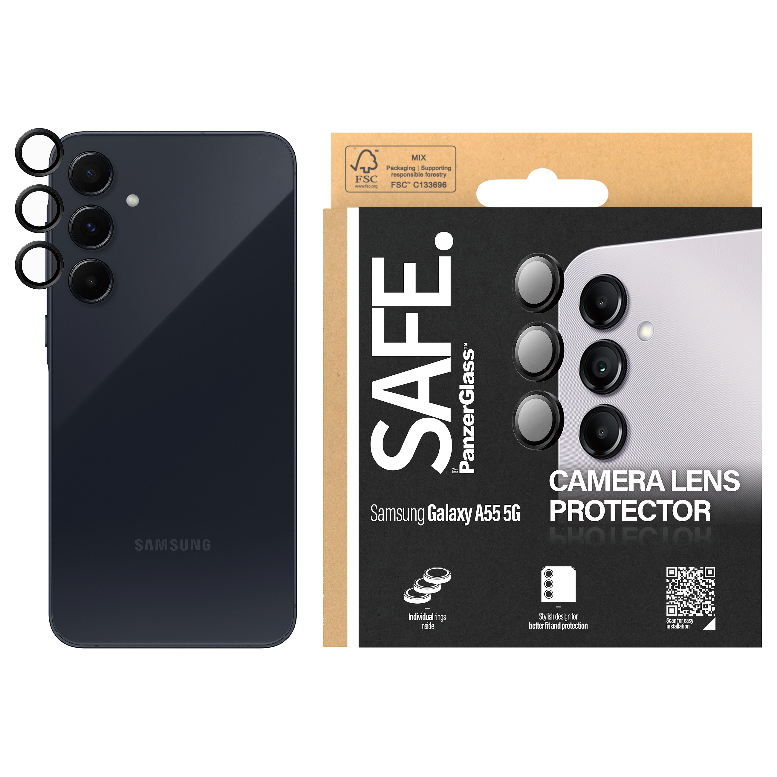 Aksesorë për telefon SAFE. by PanzerGlass / Camera Protector / Samsung Galaxy A55 5G - Zezë - 2