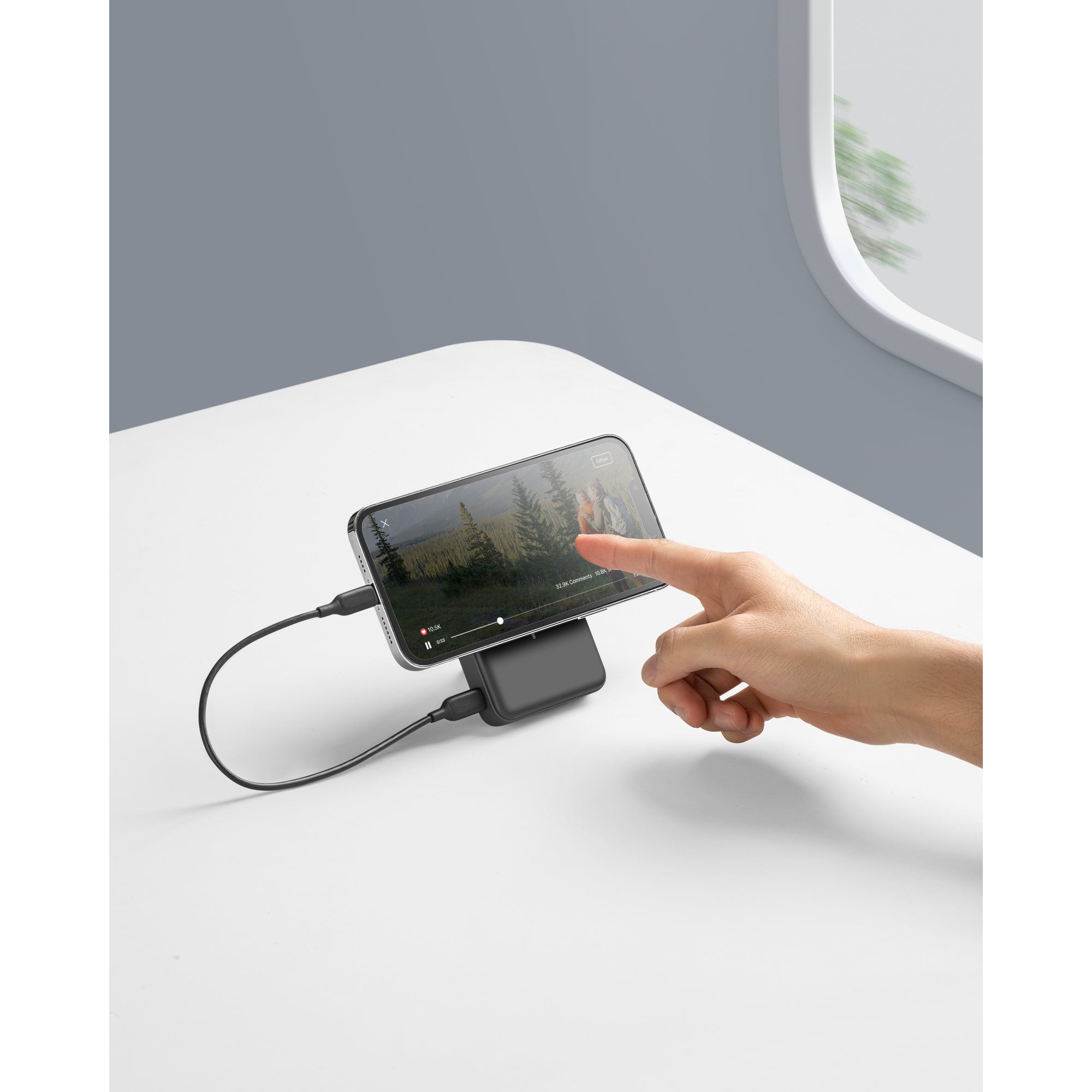Anker 633 Magnetic Battery MagGo – Powerbank 10000mAh, 20W, Wireless 7.5W, USB-C + USB-A, Mbajtëse Magnetike, E zezë - 5